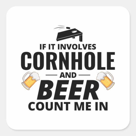 Sticker Carré Cornhole Bean Bag Toss Outdoor Lawn Game Funny (Devant)