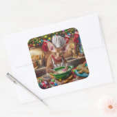 Sticker Carré Cornish Rex Gîtes : Noël festif (Enveloppe)