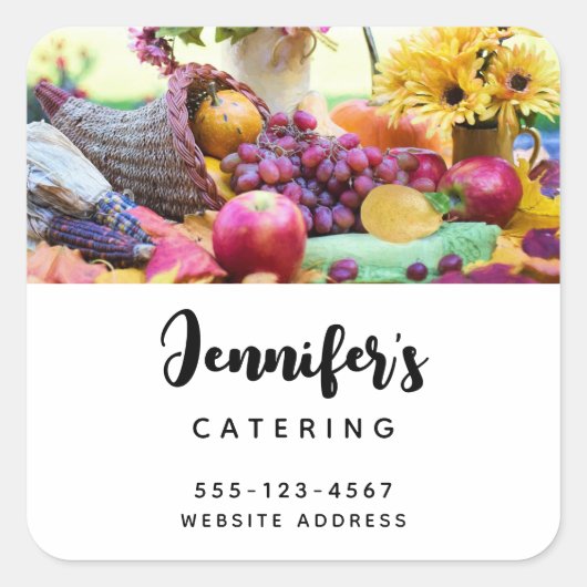 Sticker Carré Cornucopia Automne Harvest Chef's Table Business (Devant)