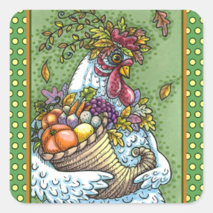 STICKER CARRÉ CORNUCOPIA HEN, GRÂCE À LA RÉCOLTE DE CHUCHES
