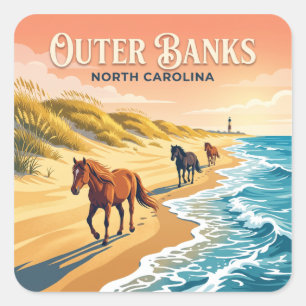 Sticker Carré Corolla Wild Horse Beach Caroline du Nord