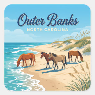 Sticker Carré Corolla Wild Horse Beach Caroline du Nord