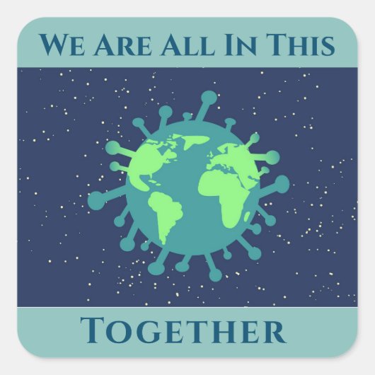 Sticker Carré Coronavirus Couvre 19 Tout Dans Ce Ensemble (Devant)