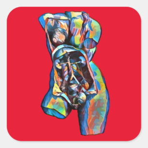 Sticker Carré corps de l'anatomie humaine féminine torse art abs