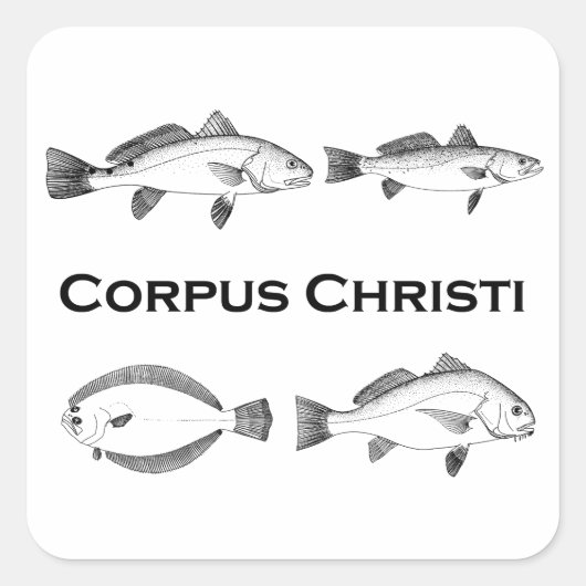 Sticker Carré Corpus Christi Fishing - Poisson de mer (Devant)