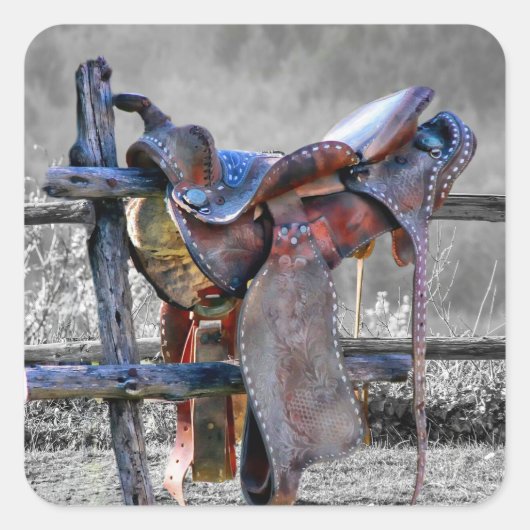 Sticker Carré Corral Fence Western (Devant)