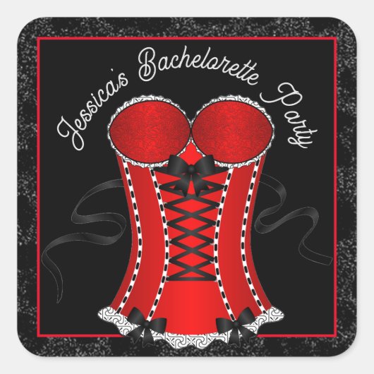 Sticker Carré Corset Rouge Coquin (Devant)