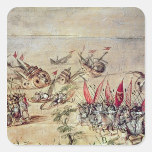 Sticker Carré Cortes descendant sa flotte outre de la côte de