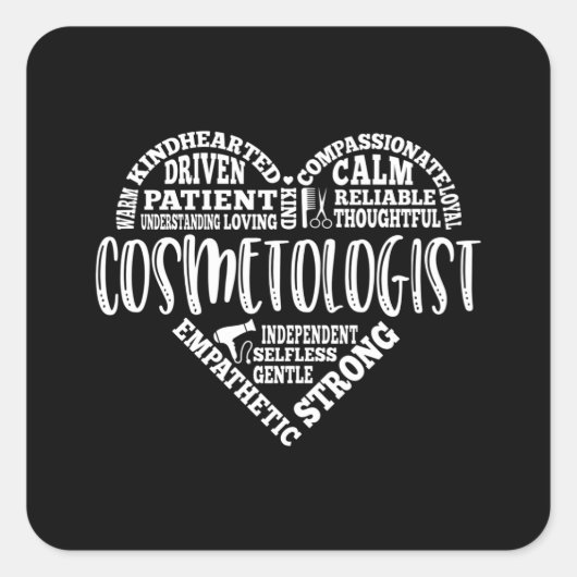 Sticker Carré Cosmetologue, cosmétique, salon de coiffure (Devant)