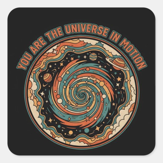 Sticker Carré Cosmic Universe In Motion - Retro tee (Devant)