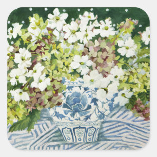 Sticker Carré Cosmos et hydrangées dans un vase chinois 2013