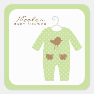 Sticker Carré Costume bébé vert