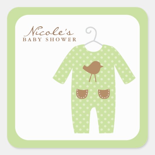 Sticker Carré Costume bébé vert (Devant)