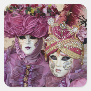 Sticker Carré Costume de Carnaval violet, Venise