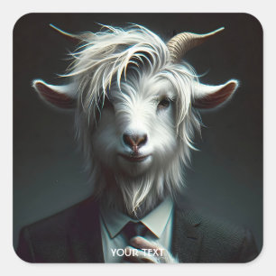 Sticker Carré Costume de chèvre blanche mignonne Imaginaire