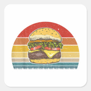 Sticker Carré Costume de design Retro Vintage Cheeseburger Hambo