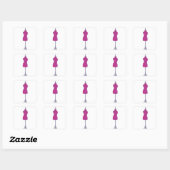 Sticker Carré Costume de mode Designer Mannequin rose Seamstress (Feuille)