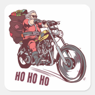Sticker Carré Costume de Noël père Noël Biker pour Invitatiatiat