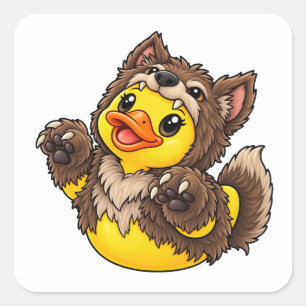 Sticker Carré Costume d'Halloween Canard en Caoutchouc Loup-Garo