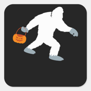 Sticker Carré Costume d'Halloween Citrouille de Bigfoot pour