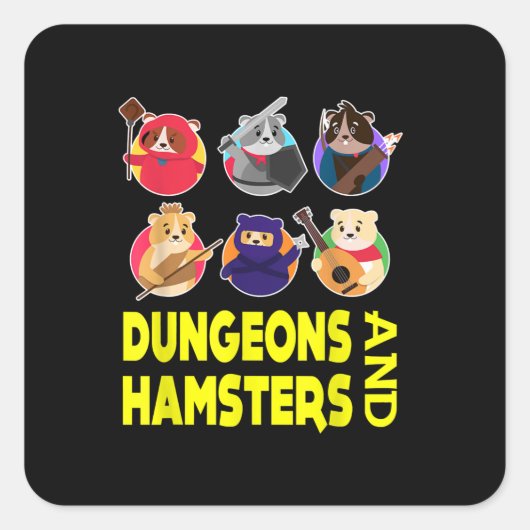 Sticker Carré Costume Hamster Drôle Cadeaux (Devant)