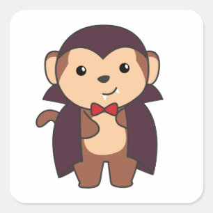 Sticker Carré Costume Vampire de singe Halloween mignon diable e