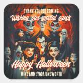 Sticker Carré Costumes Cocktails les années 50 Halloween Favoris (Devant)