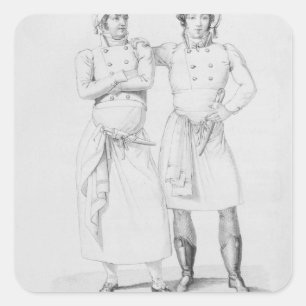 Sticker Carré Costumes de cuisiniers de différentes époques