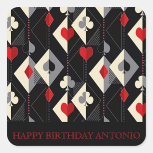 Sticker Carré Costumes de jeu de cartes en poker.