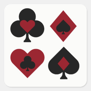 Sticker Carré Costumes de la carte de poker rouge et noir
