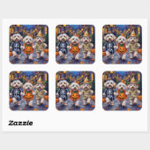 Sticker Carré Costumes d'Halloween Bichon Frise (Feuille)