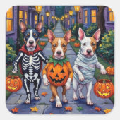 Sticker Carré Costumes d'Halloween de Bull Terrier (Devant)