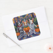 Sticker Carré Costumes d'Halloween de Bull Terrier (Enveloppe)