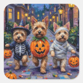 Sticker Carré Costumes d'Halloween de Cairn Terrier (Devant)