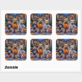 Sticker Carré Costumes d'Halloween de Cairn Terrier (Feuille)