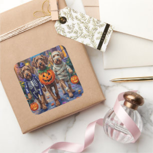 Sticker Carré Costumes d'Halloween griffon à pointes à poils dur