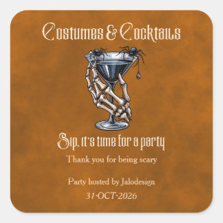 Sticker Carré Costumes effrayants cocktails soirée Halloween ora