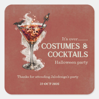 Sticker Carré Costumes Élégants Simples Cocktails Soirée Hallowe