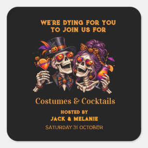 Sticker Carré Costumes et Cocktails Soirée Adulte Halloween