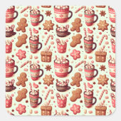 Sticker Carré Cosy Christmas Cocoa and Gingerpain Motif (Devant)