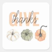 Sticker Carré Cosy Pastel Donner Merci et Citrouille (Devant)