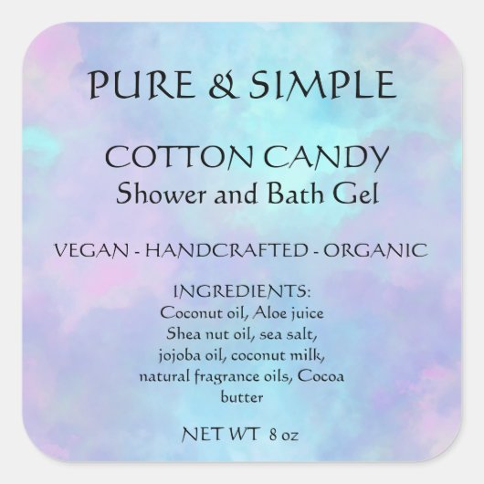 Sticker Carré Coton Candy Salle de bain Gel Douche produit artis (Devant)