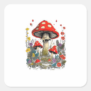 Sticker Carré Cottagecore Esthétique Champignon Goblincore Minim