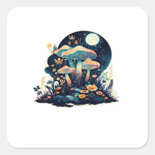 Sticker Carré Cottagecore et Fête des champignons Goblincore est