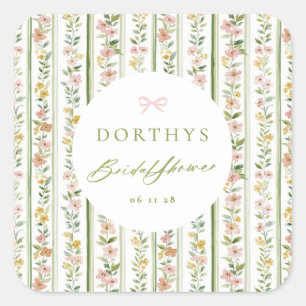 Sticker Carré Cottagecore Fleurs Réception de Mariage