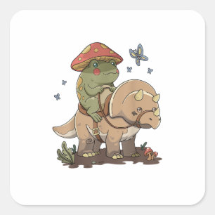 Sticker Carré Cottagecore Grenouille  Esthétique Champignon Mign