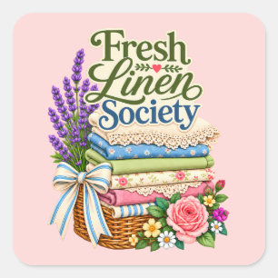 Sticker Carré Cottagecore Lessive Lavande Floral Linge de Maison