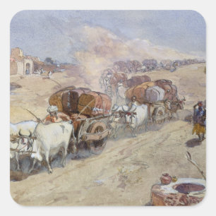 Sticker Carré Cotton Transport, Inde, 1862 (avec le dessus de he