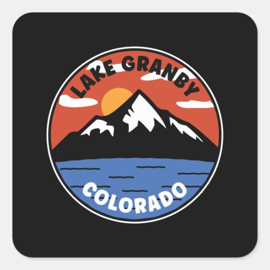 Sticker Carré Couché de soleil du lac Granby Colorado (Devant)