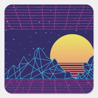 Sticker Carré Couche de soleil Vaporwave